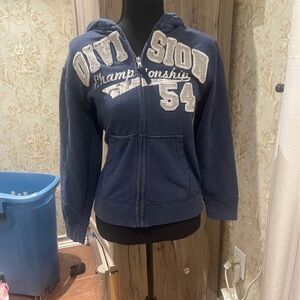 Y2K Navy Blue Zip Up Hoodie